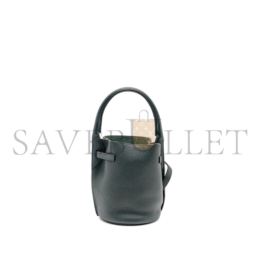 Ce**e Ce**e nano bucket big bag grained calfskin dark green shw (21*15*15cm)