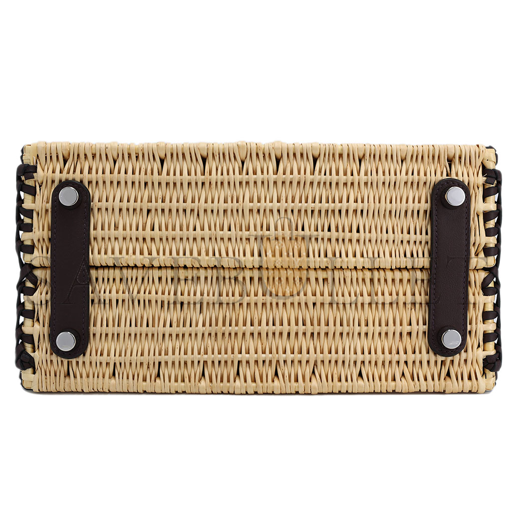 H**mes master birkin picnic 25 leather wicker silver buckle bag 4180752856 (25*20*13cm)