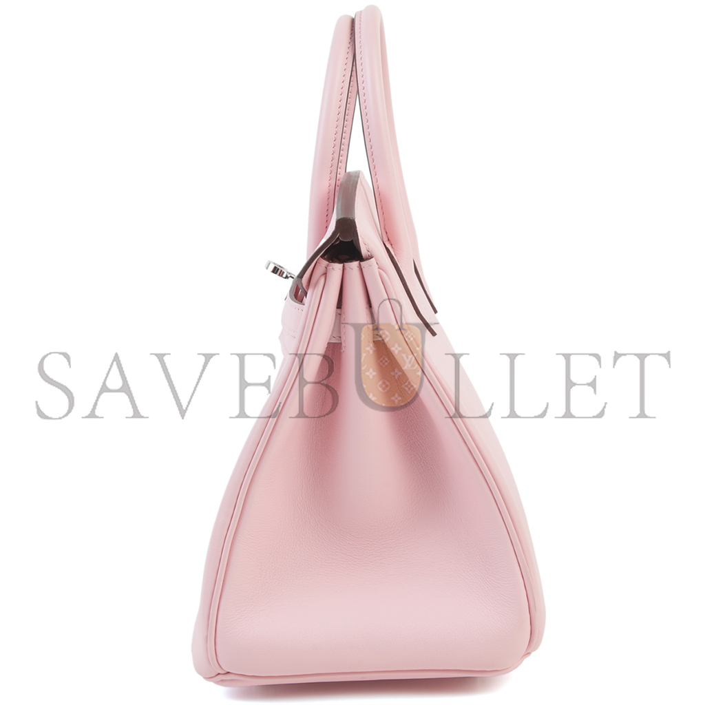 H**mes birkin 25 sakura leather with silver buckle bag 4328054179 (25*20*13cm)
