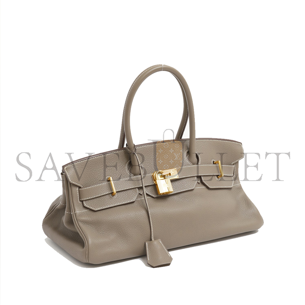 H**mes master shoulder birkin 42 elephant grey gold buckle bag 26638809 (42*21*16cm)