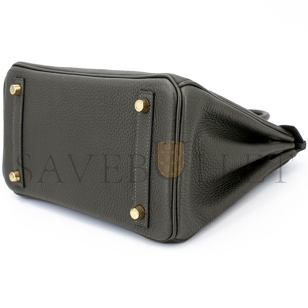 H**mes birkin 25 togo leather pewter grey gold buckle bag h028369cc8f (25*20*13cm)