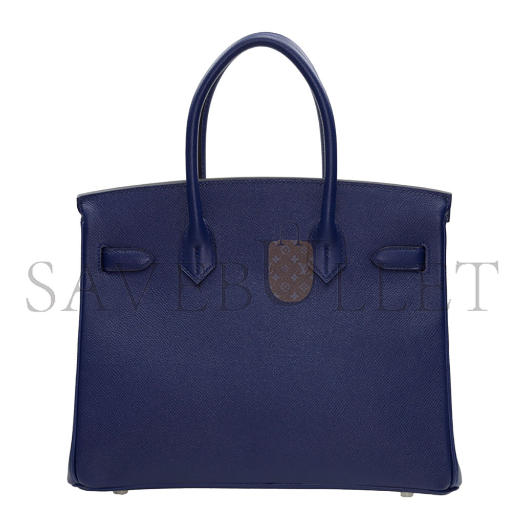 H**mes birkin 30 togo leather royal blue silver buckle bk3073epss (30*23*15cm)