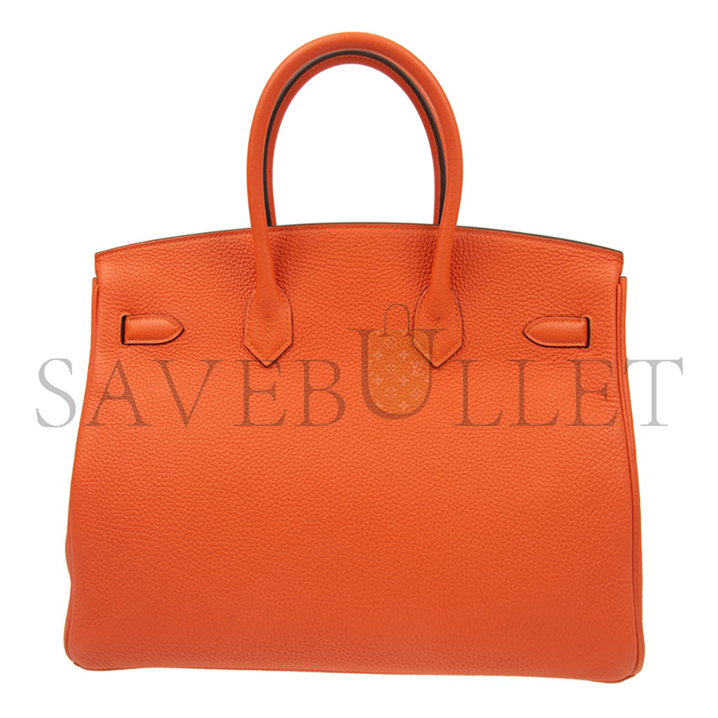 H**mes birkin 25 togo leather orange silver buckle bag 521791 (25*20*13cm)