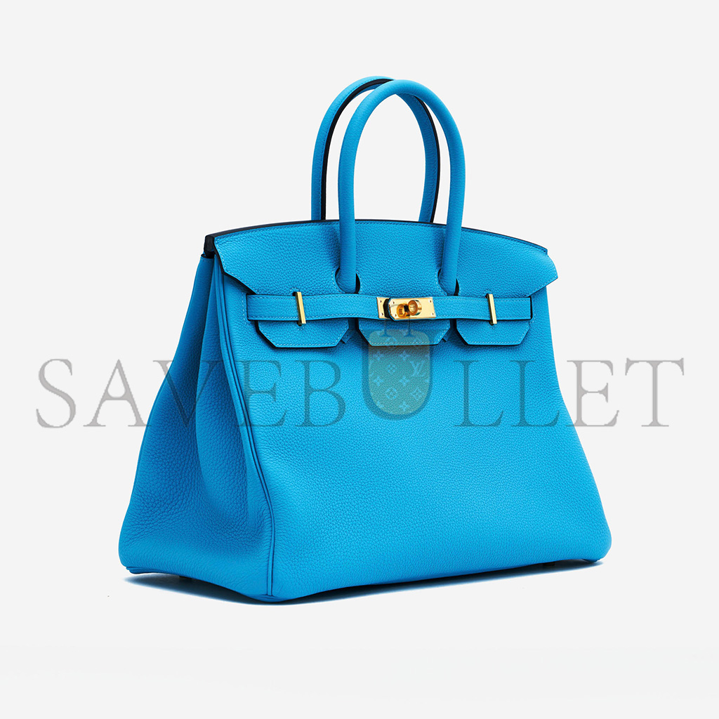 H**mes birkin 25 togo leather blue gold buckle bag msbk2300910 (25*20*13cm)