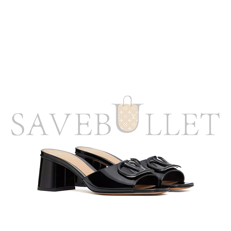 VALENTINO VLOGO SIGNATURE PATENT LEATHER SLIDE SANDAL 60MM 6W2S0HA6TMK_0NO