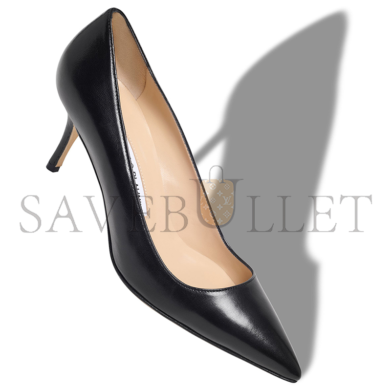 MANOLO BLAHNIK BB 70 BLACK LEATHER POINTED TOE PUMPS 120-1199-0001