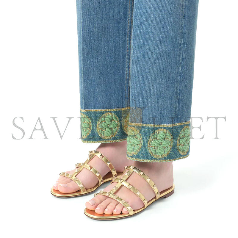 VALENTINO ROCKSTUD LAMINATED NAPPA SLIDE SANDAL 6W2S0C49QKH_I8M