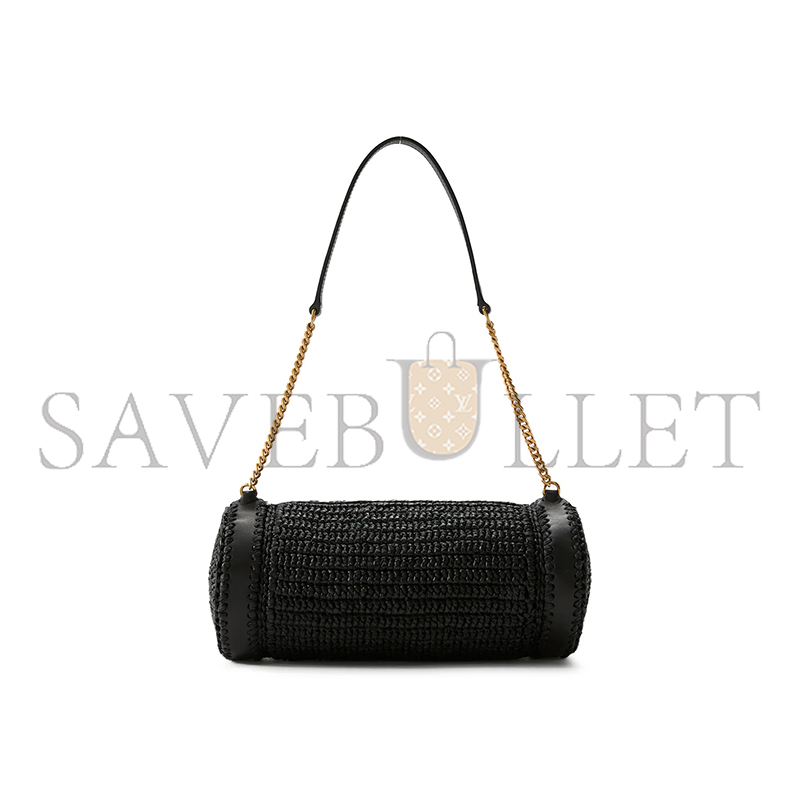 Y*L cassandre small cylindric bag in raffia and vegetable-tanned leather 1164570 (30*12*10cm)