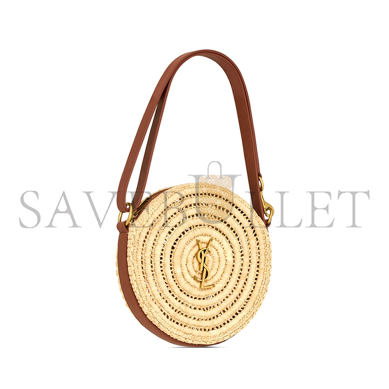 Y*L raffia and leather round bag natural and brick 744292gaadq (21*21*4cm)