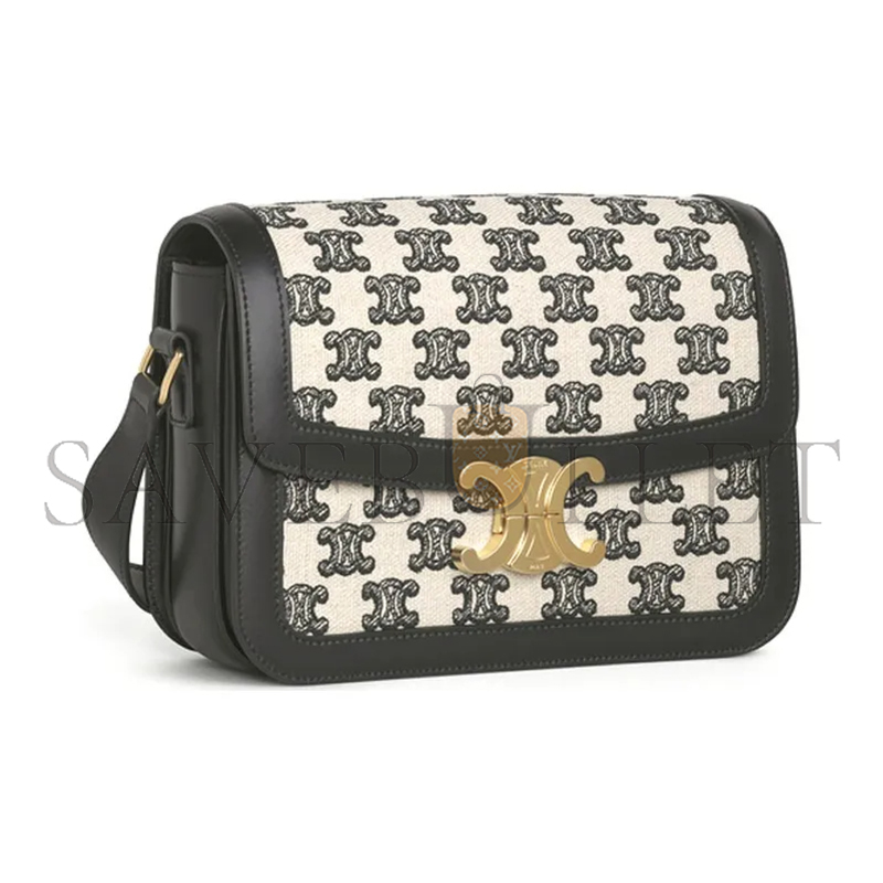 Ce**e medium classique triomphe bag in fabric and calfskin 191242dba.38no (22.5*16.5*7.5cm)