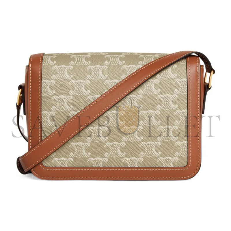 Ce**e small teen triomphe bag in triomphe canvas and calfskin 188882fld.02gr (18.5*14*6cm)