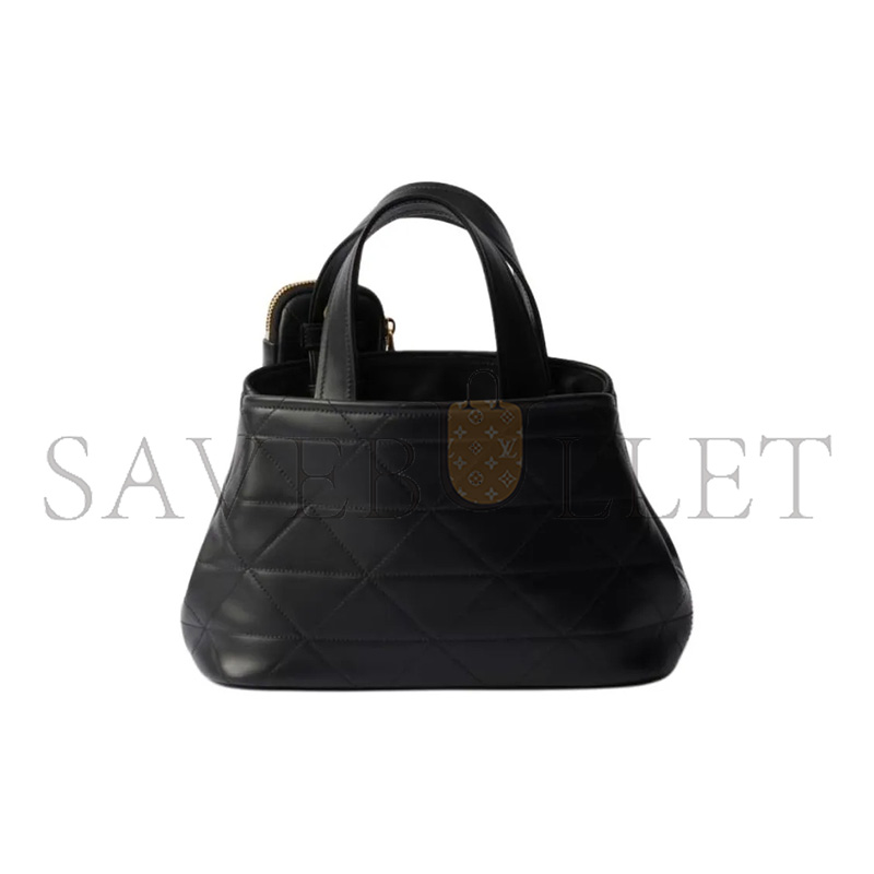 Pra*a small leather tote bag with stitching 1bg548 (26*17*13.5cm)