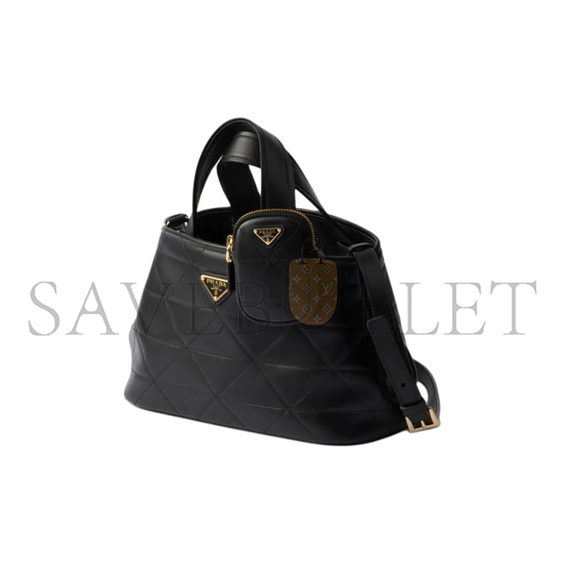 Pra*a small leather tote bag with stitching 1bg548 (26*17*13.5cm)