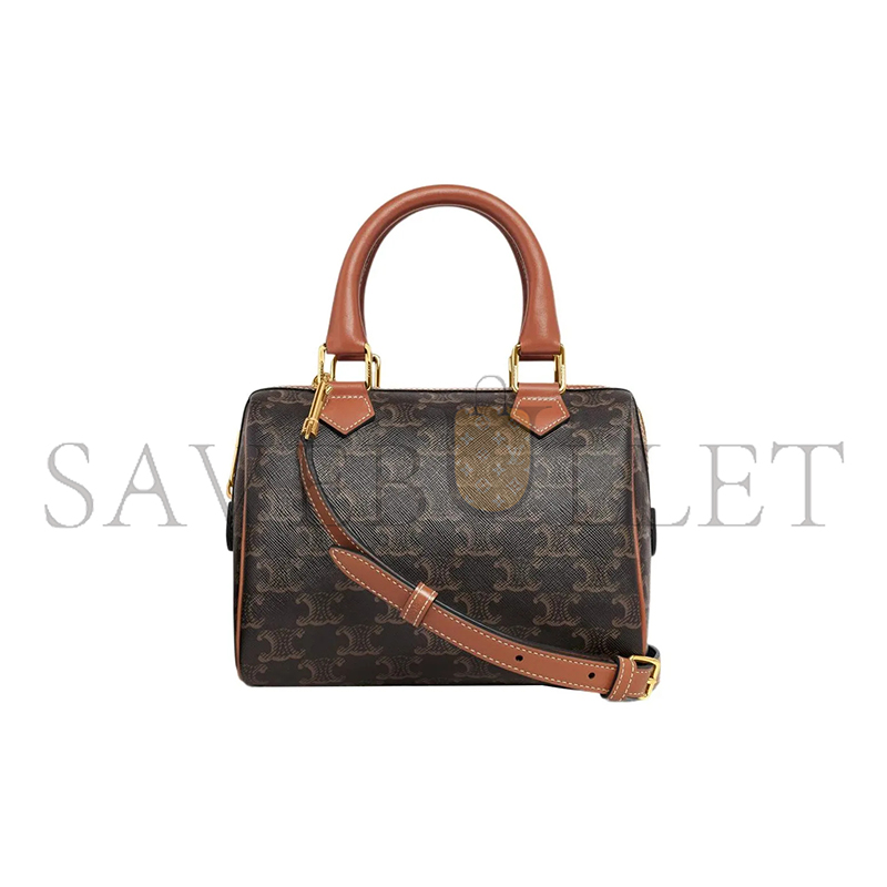 Ce**e small boston bag triomphe in triomphe canvas and lambskin 197582cas.04lu (19.5*14*7cm)