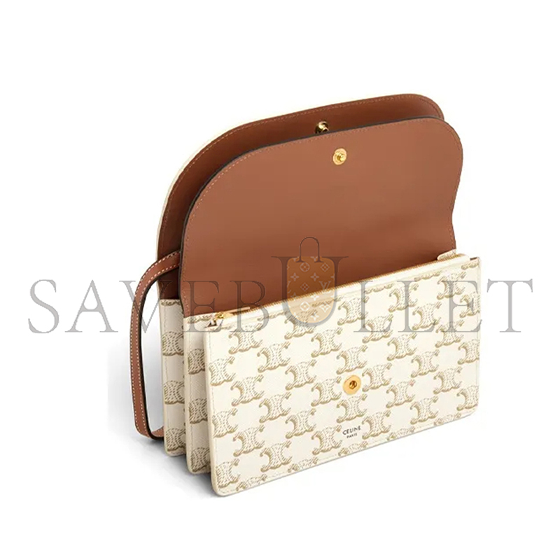 Ce**e crossbody bag in triomphe canvas and smooth lambskin 10d852cg9.01ta (20*11.5cm)