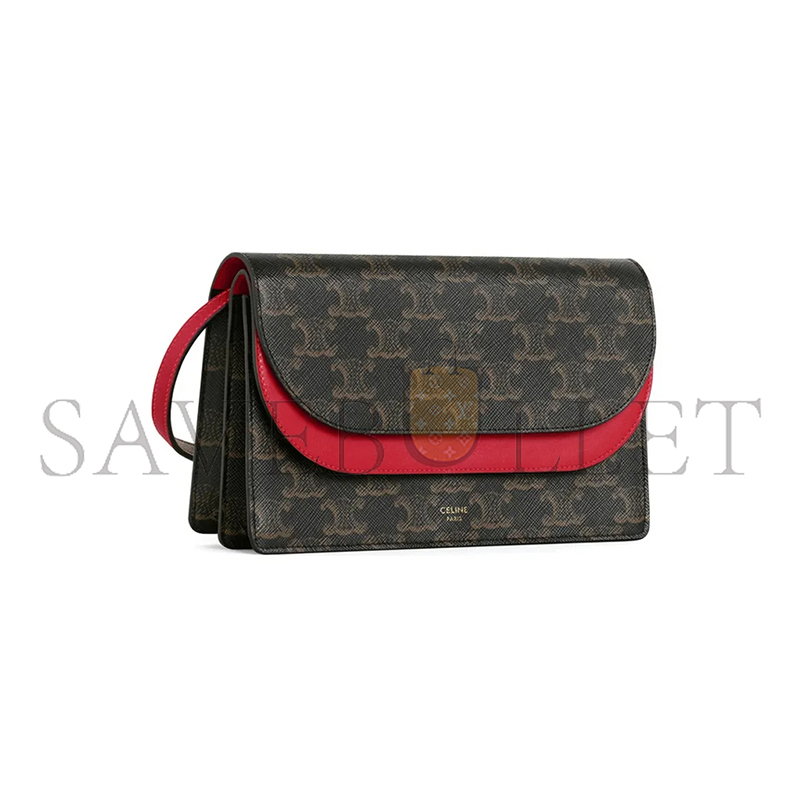 Ce**e crossbody bag in triomphe canvas and smooth lambskin 10d852cix.27ed (20*11.5cm)