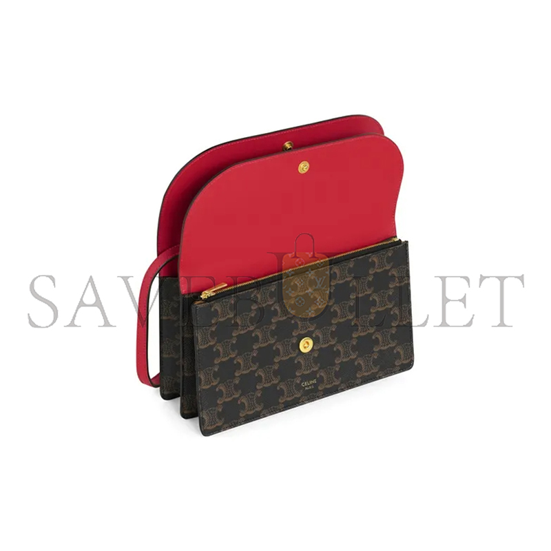 Ce**e crossbody bag in triomphe canvas and smooth lambskin 10d852cix.27ed (20*11.5cm)