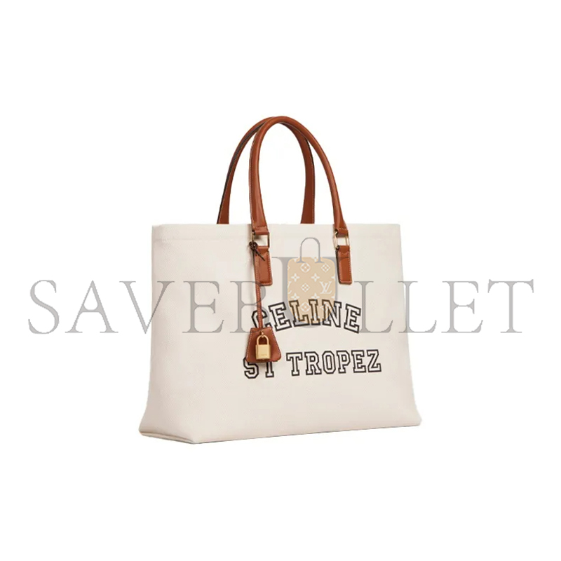 Ce**e tote in horizontal cabas fabric patch cow 190062dhw.02nt (44*32*16cm)