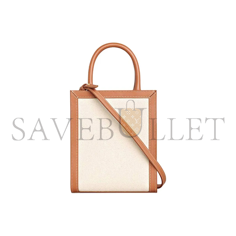 Ce**e mini tote in cabas triomphe canvas and calfskin 193302bnz.02nt (21*17*4cm)