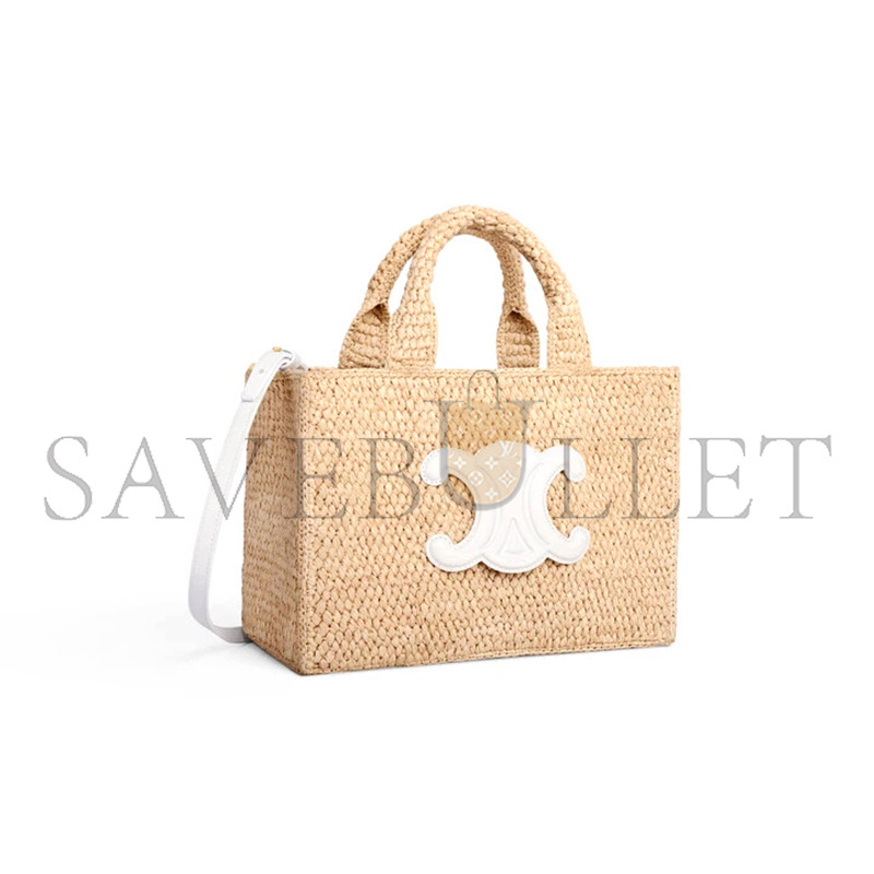 Ce**e small cabas thais in raffia and calfskin 116302ff7.01bc (27*19*13cm)