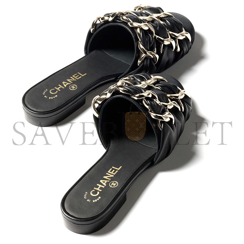 Ch*el mules lambskin & grosgrain black g46653