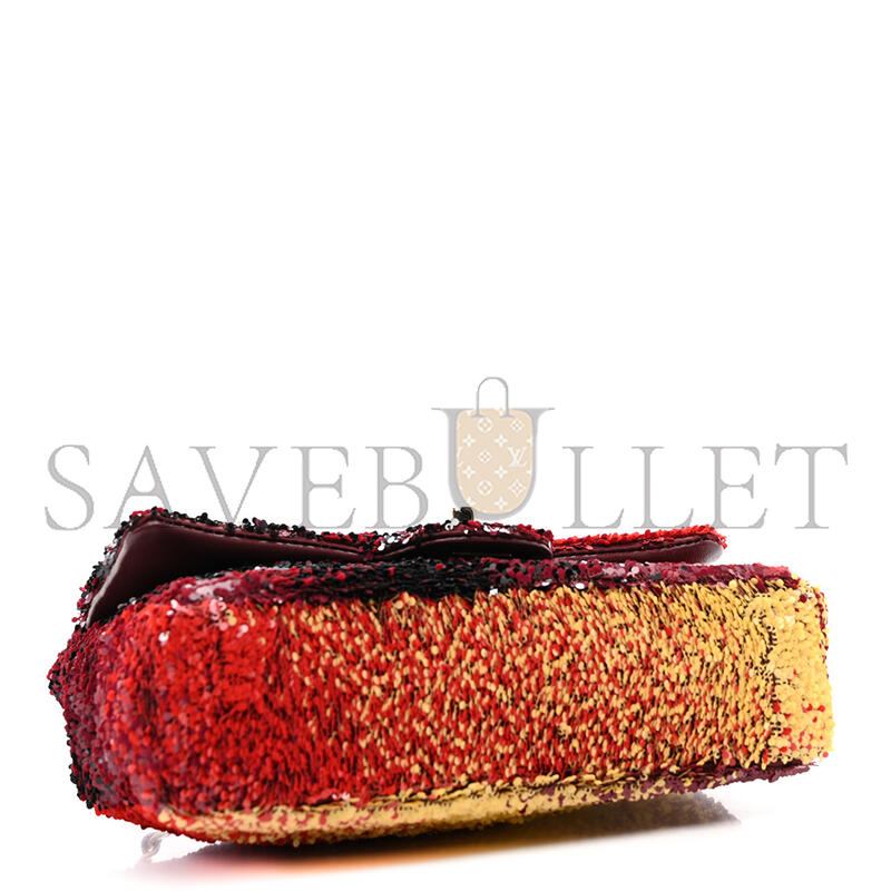 Ch*el shaded sequins mini flap black burgundy red yellow 1566880 (20*14*7cm)