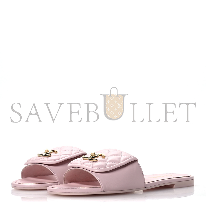 Ch*el lambskin quilted turnlock flat mules 1669317