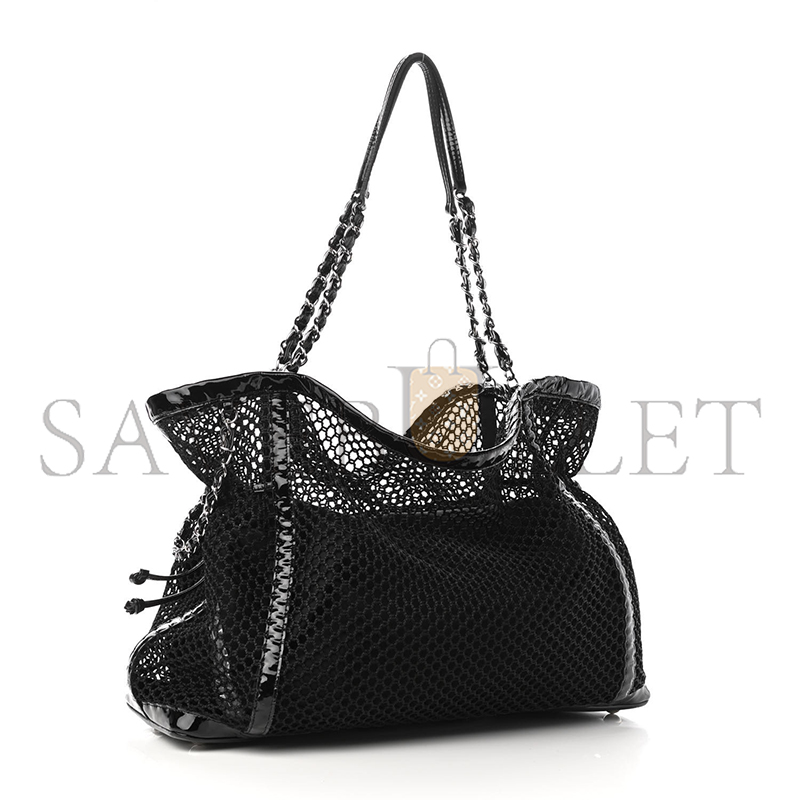 Ch*el patent net large la madrague tote black 1124296 (36*34*12cm)