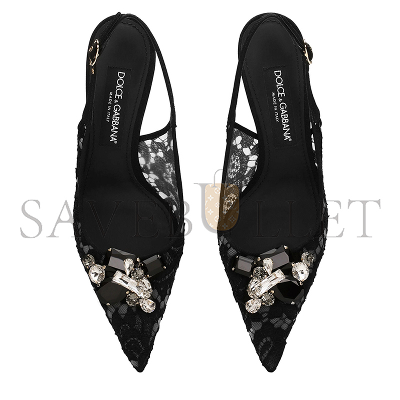 DOLCE & GABBANA RAINBOW LACE SLINGBACKS IN LUREX LACE CG0712AQ07480999
