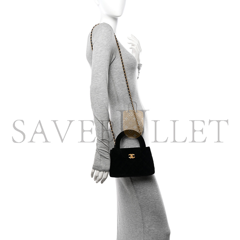 Ch*el velvet quilted nano kelly shopper black 1584991 (19*13*7cm)