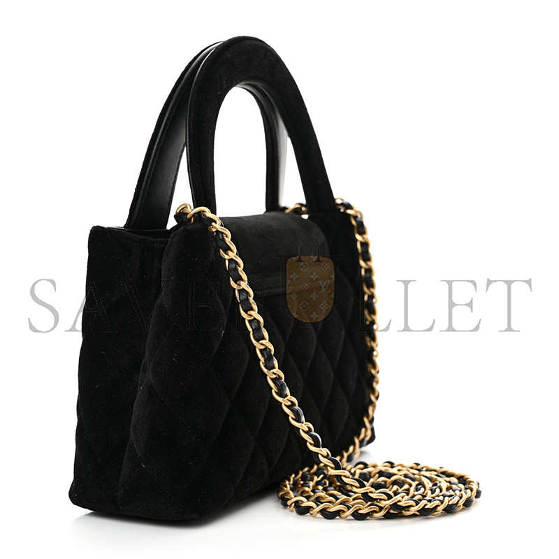 Ch*el velvet quilted nano kelly shopper black 1584991 (19*13*7cm)