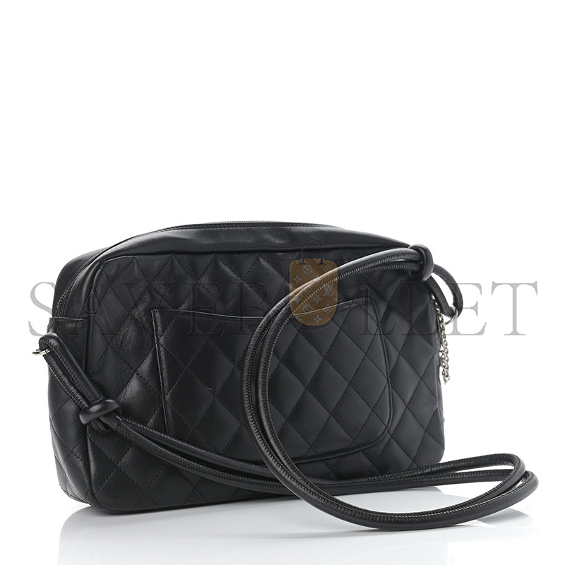 Ch*el calfskin quilted cambon camera bag black 928405 (27*16.5*6cm)