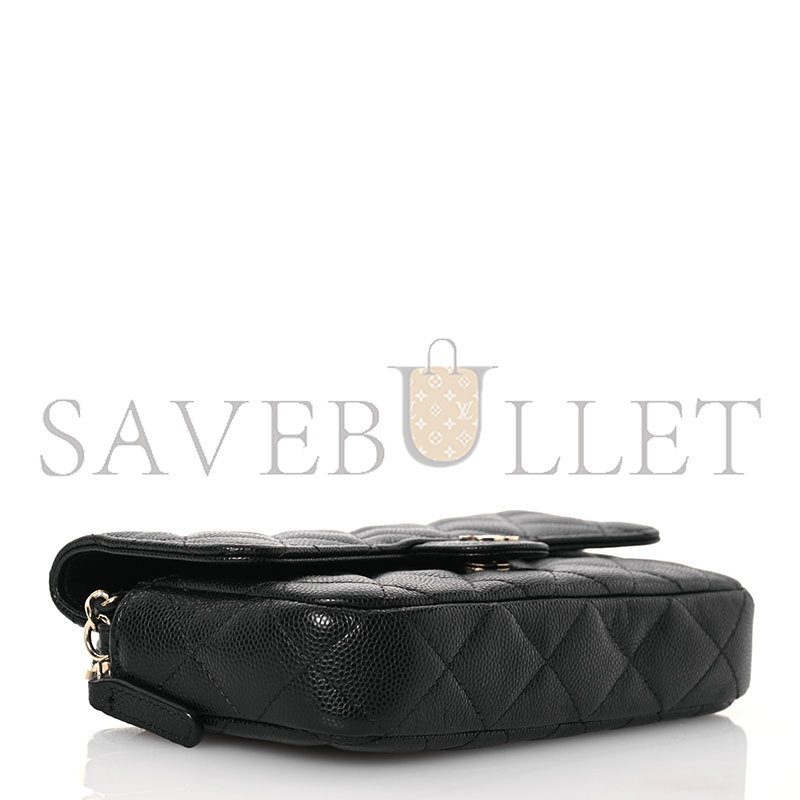 Ch*el caviar quilted flap phone holder with chain black 1573060 (17*11*4cm)