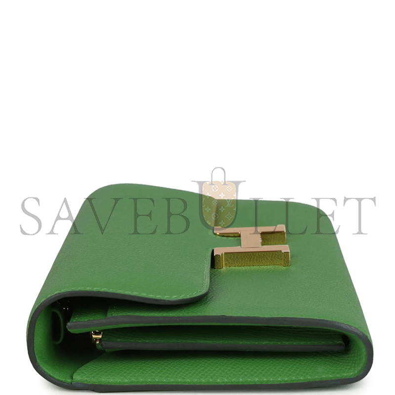 H**mes master constance wallet to go vert yucca epsom gold hardware 436571 (20*11*4cm)