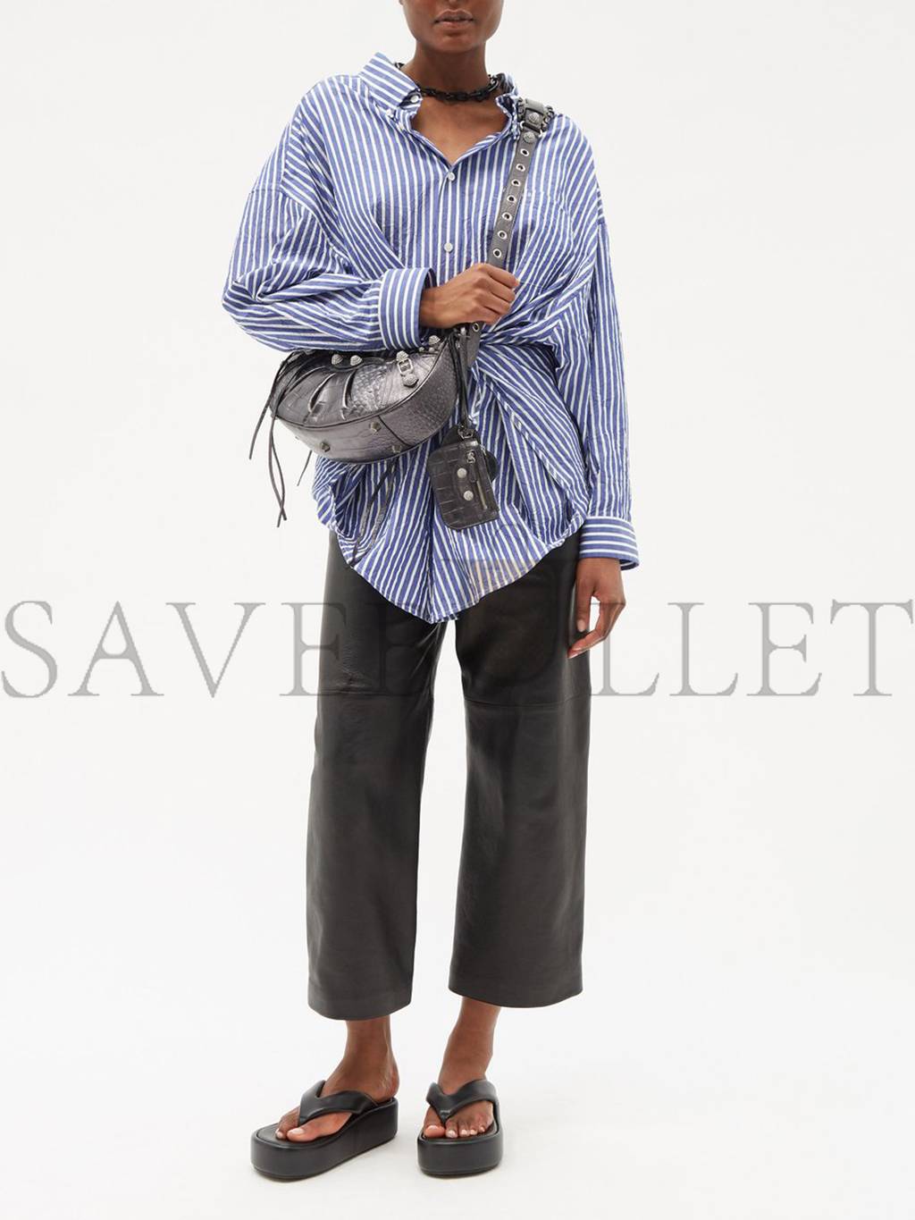 Ba*len*cia*ga grey cagole s croc-effect leather shoulder bag matchesfashion us (29*16*7cm)