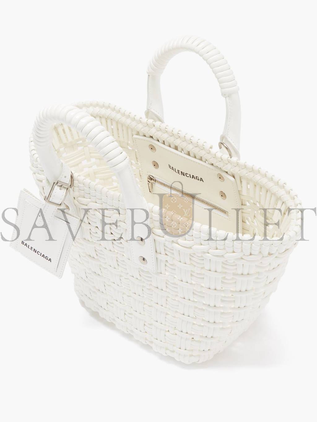 Ba*len*cia*ga white bistrot xs braided pvc tote bag matchesfashion us (34.4*19*-12cm)