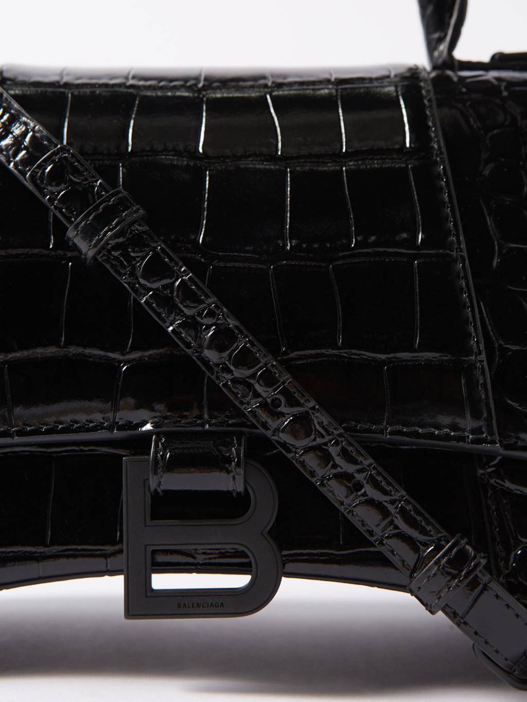 Ba*len*cia*ga black hourglass s crocodile-effect leather bag matchesfashion us (22.5*15*10cm)
