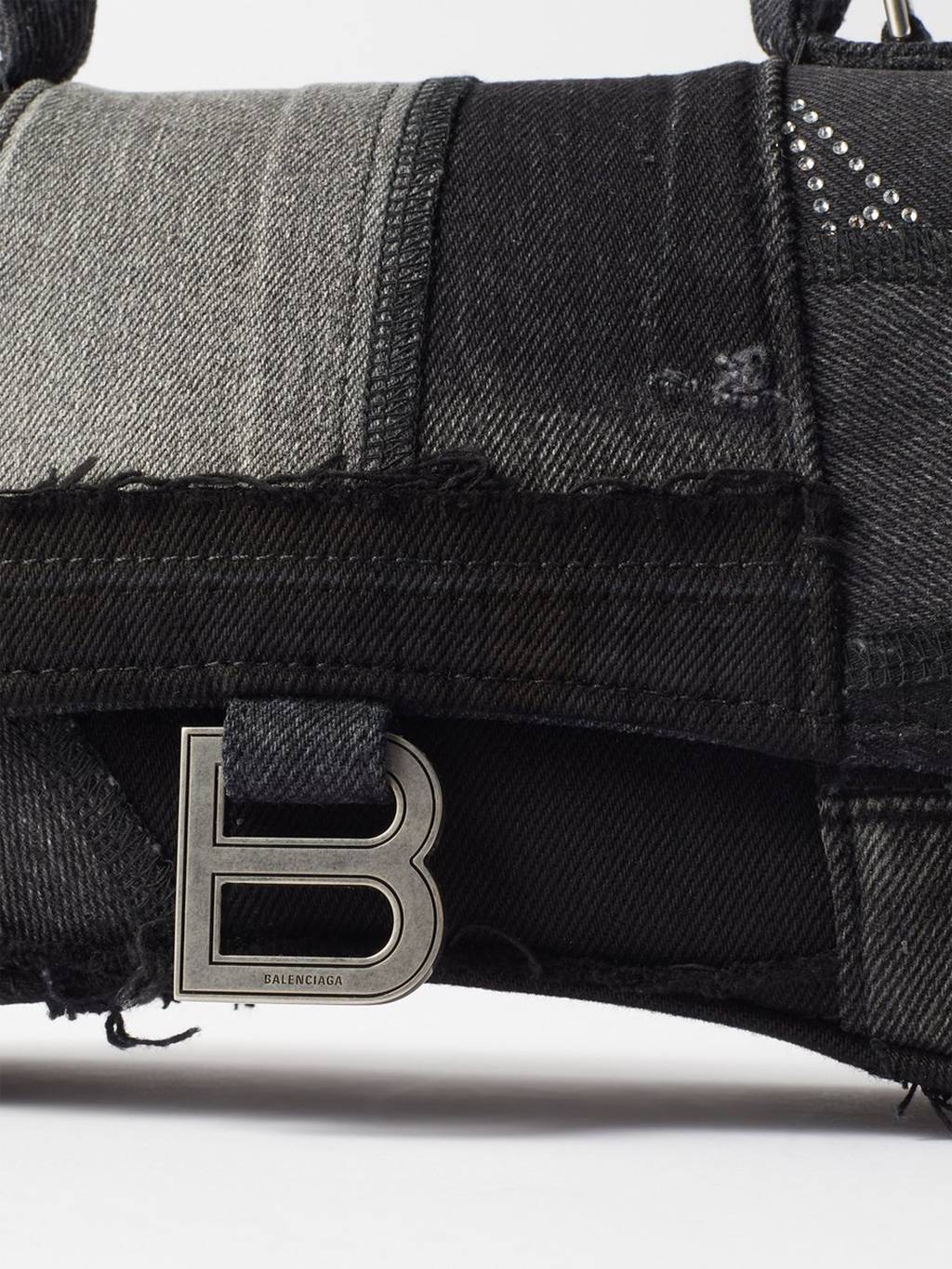 Ba*len*cia*ga blue hourglass s embellished denim bag matchesfashion us (22.8*16.5*20cm)