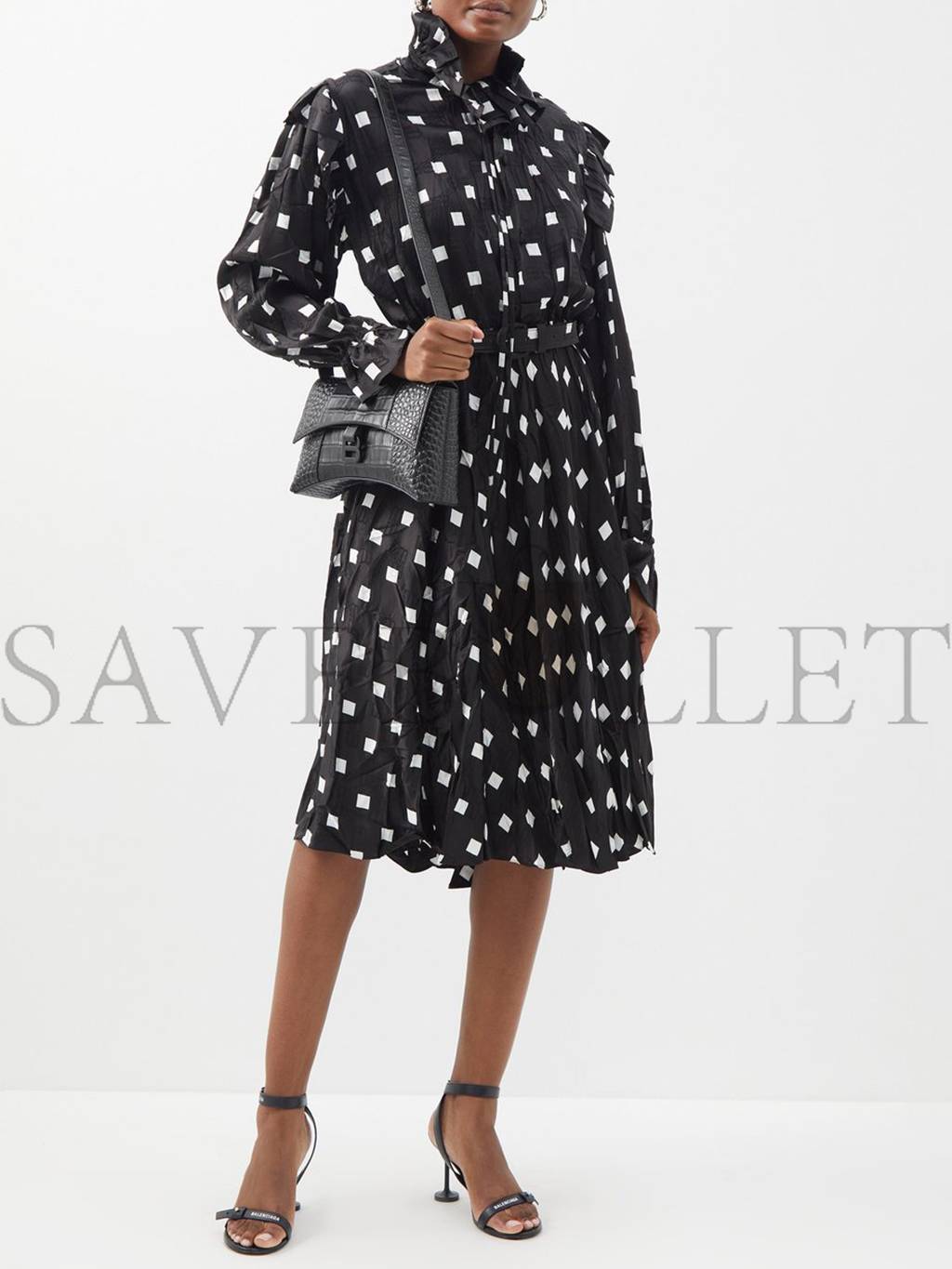 Ba*len*cia*ga black downtown xs crocodile-effect leather bag matchesfashion us (25.4*15*6cm)