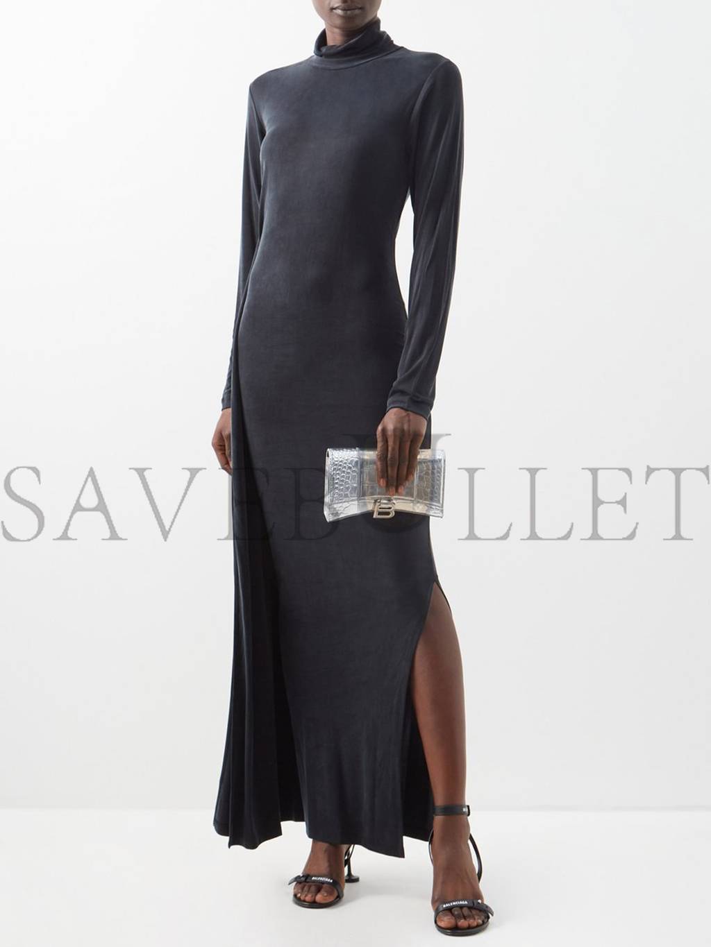 Ba*len*cia*ga silver hourglass crocodile-effect leather cross-body bag matchesfashion us (19*12*4.5cm)