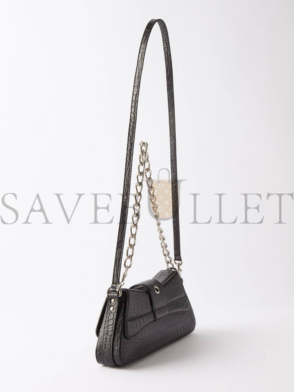 Ba*len*cia*ga black lindsay s crocodile-effect leather shoulder bag matchesfashion us (25.6*11.4*7.3cm)