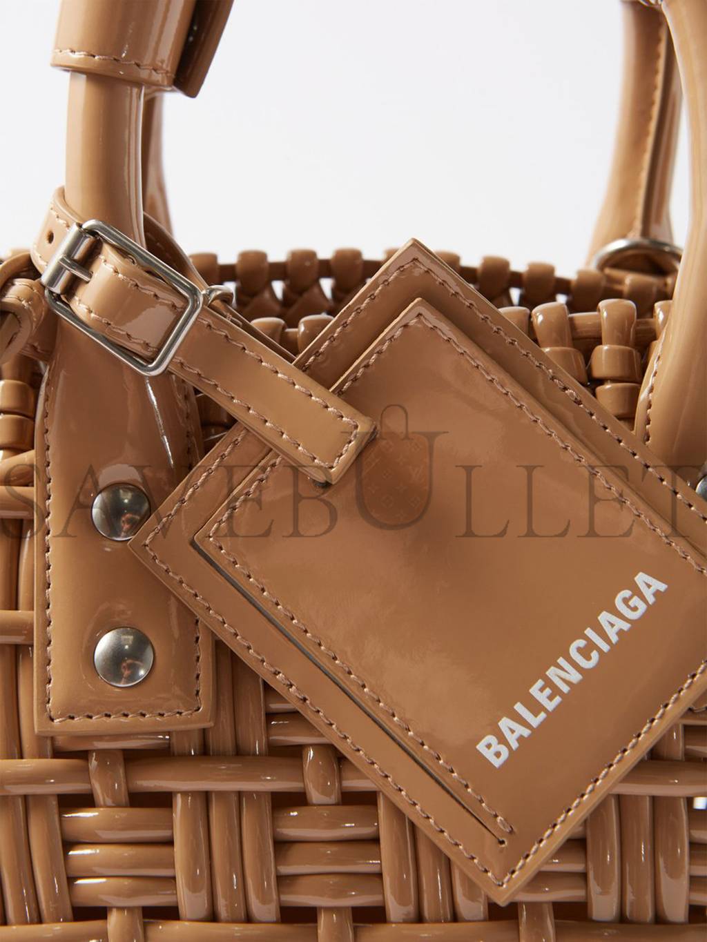 Ba*len*cia*ga beige bistro xs woven faux-leather basket bag matchesfashion us (35.5*21*11cm)