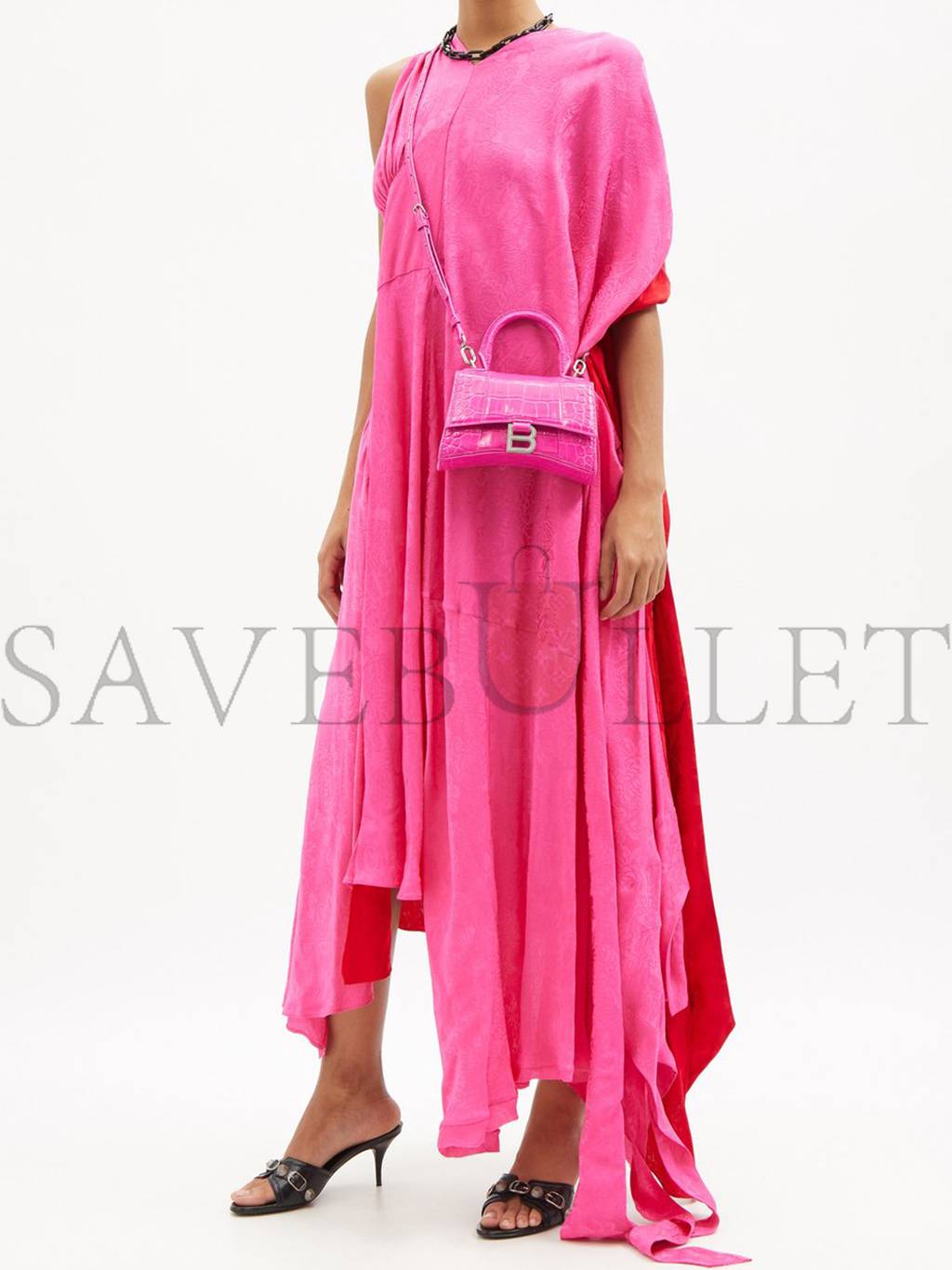 Ba*len*cia*ga pink hourglass xs crocodile-effect leather bag matchesfashion us (19.5*12*5cm)