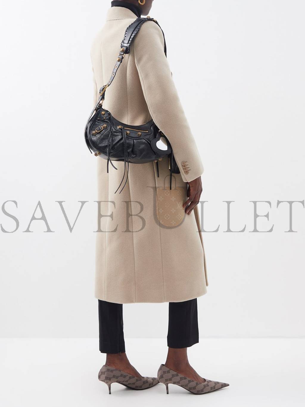 Ba*len*cia*ga black le cagole s crackled-leather shoulder bag matchesfashion us (34.2*19*8.3cm)