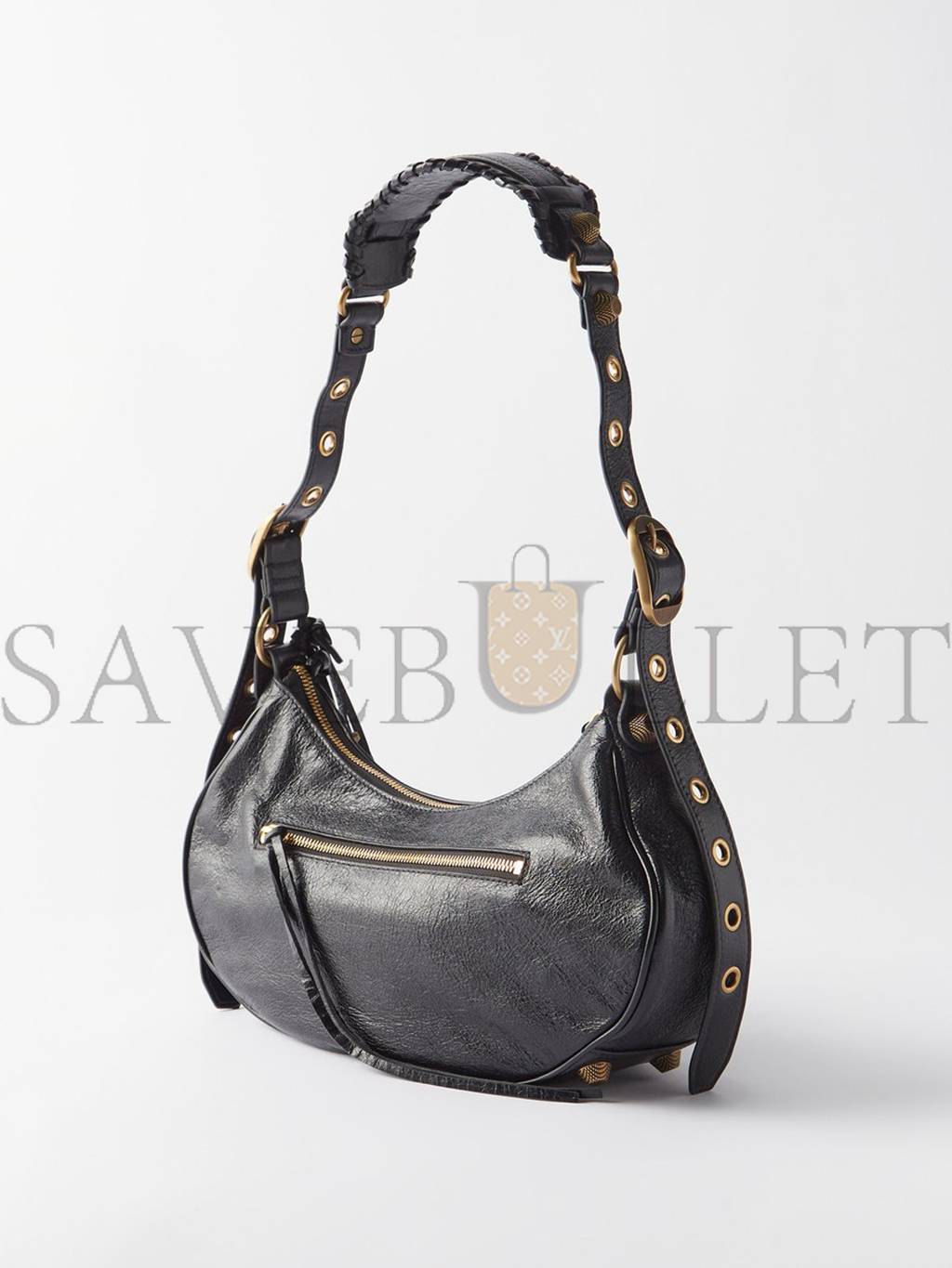 Ba*len*cia*ga black le cagole s crackled-leather shoulder bag matchesfashion us (34.2*19*8.3cm)