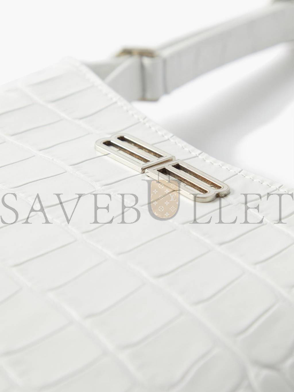 Ba*len*cia*ga white xx bb-logo crocodile-effect leather shoulder bag matchesfashion us (22.8*16.5*4cm)