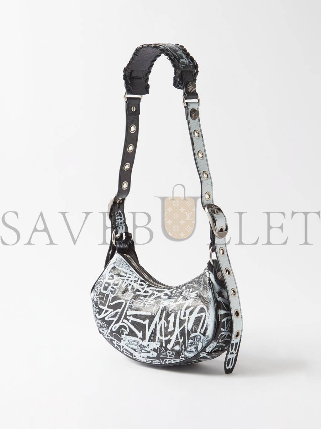 Ba*len*cia*ga black cagole xs graffiti-print leather shoulder bag matchesfashion us (25*12.1*7.1cm)