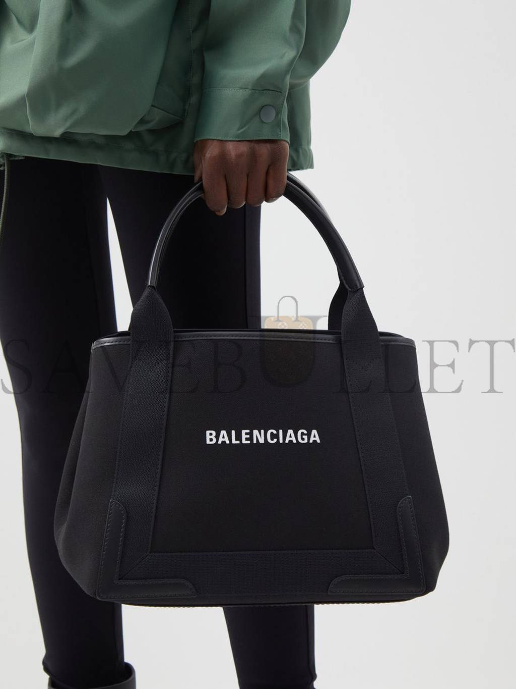 Ba*len*cia*ga black cabas s logo-print leather-trim canvas tote bag matchesfashion us (35*25*19cm)
