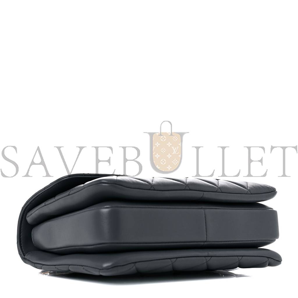 Ch*el lambskin quilted small trendy cc dual handle flap bag dark grey rose gold hardware (25*17*9cm)