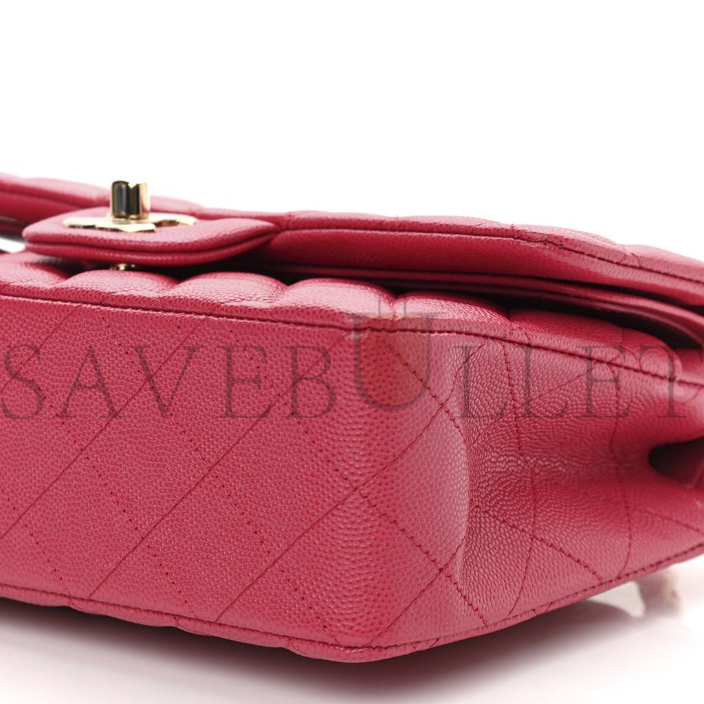 Ch*el caviar quilted small double flap dark pink gold hardware (23*13*6cm)